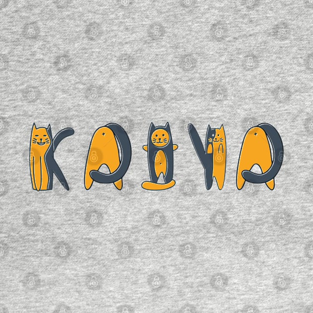 Kaiya | Girl Name | Cat Lover | Cat Illustration by LisaLiza